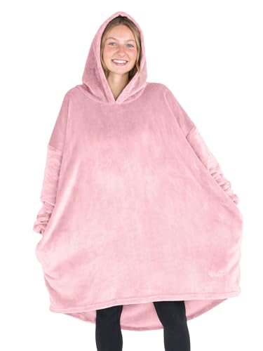 Bare Home Microplush Wearable Blanket with Side Pockets - Soft and Plush - Warm and Cozy - Adult & Kid Sizes (Adult, Light Pink) - color: Light Pink, style: Adult - Side Pockets