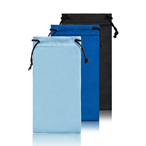 TRIUMPH VISION Glasses Case Soft Eyeglass Case Sunglass Pouch Cloth 3 Pack - color: Black,blue,navy