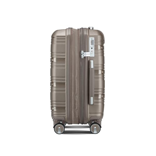 TRAVELEO Expandable Carry-On 4 Piece Luggage Set Built-in TSA Lock - color: Champagne, size: Carry On Set (14in/20in/DB/TB)