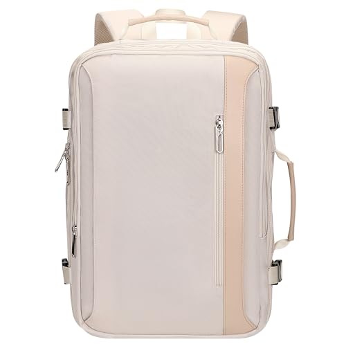 PIJUSHI Travel Backpack, TSA Carry On Bag Flight Approved, Fits 16" Laptop - color: Beige