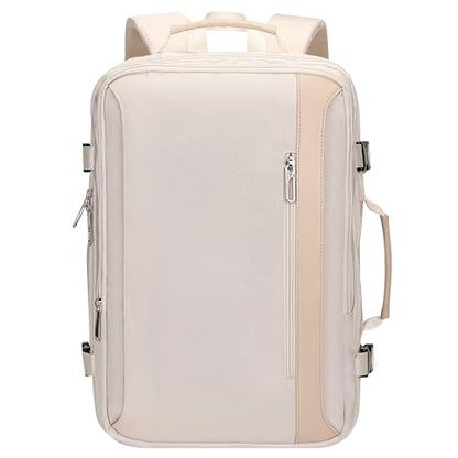 PIJUSHI Laptop Travel Backpack Carry On Flight Approved Fits 16 inch Laptop - color: Beige