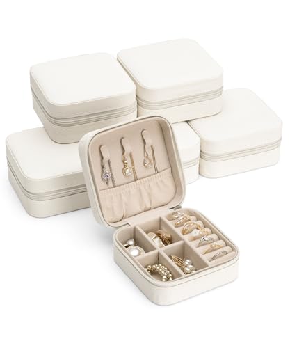 Homde Travel Jewelry Case for Women: 6 Small Boxes for Group&Team Gift - color: White