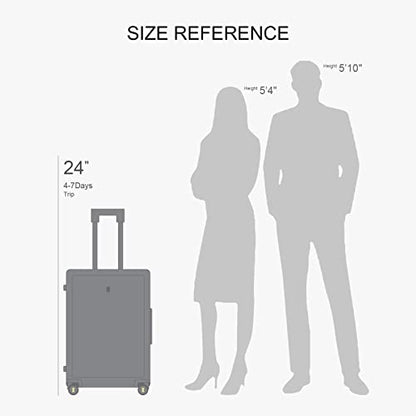 LEVEL8 Suitcase with Wheels 24 Inch, Medium Hardside Large Luggage, Black - color: Black, size: Checked-Medium 24 Inch