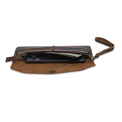 Leather Money Bag Wallet for Women, Brown - color: Brown