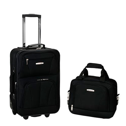 Rockland Fashion Softside Upright Luggage Set, Expandable, Black, 2-Piece (14/19) - color: Black, size: 2 Piece (19"/14" Tote)