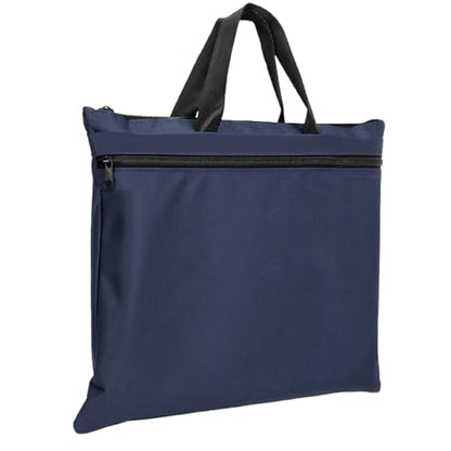 A4 Canvas Document Bag Zippered File Pouch Bag with Handle,Waterproof File Folder Brifecase for Project Meeting Office Travel - color: Blue