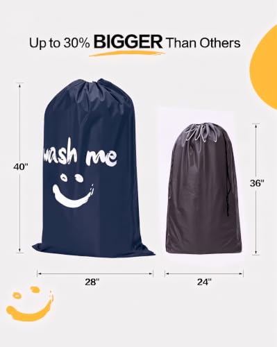 HOMEST 2pack XL Laundry Bag with Strap, Clothes Organizer for Dorm & Travel - color: (2 Pack - With Strap) Blue & Sky Blue