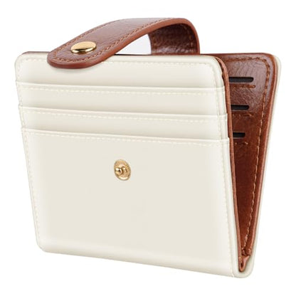 Small Wallets for Women Slim Minimalist Bifold Credit Card Holder - color: A Brown & Cream