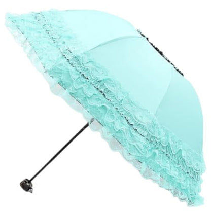 MizHome Folding Compact Umbrella for Women Lightweight Portable UPF 50+ Travel Parasol - color: Mint