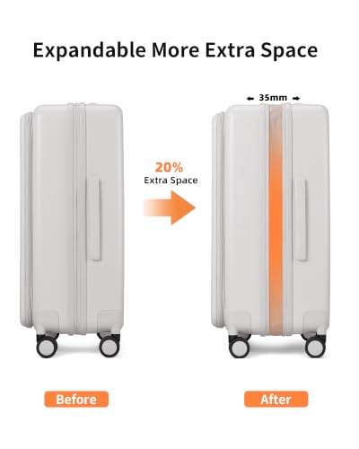 Carry on Luggage 20 Inch Expandable Top Opening Trunk Luggage with Spinner Wheels, Lightwight Hardside Carry on Suitcase with Laptop Compartment for Women Men, Warm White Apricot - color: Warm White Apricot, size: 20 inch Carry on