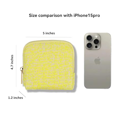 Jewelry Organizer Case, Small Travel Tweed Pouch, Portable(Lemon Yellow) - color: Lemon Yellow