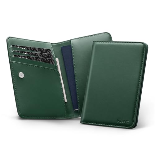 VULKIT Passport Holder For Travel With Magnetic Closure RFID Blocking Travel Wallet Passport Book Cover Boarding Pass Holder Travel Essentials - color: Nappa Olive
