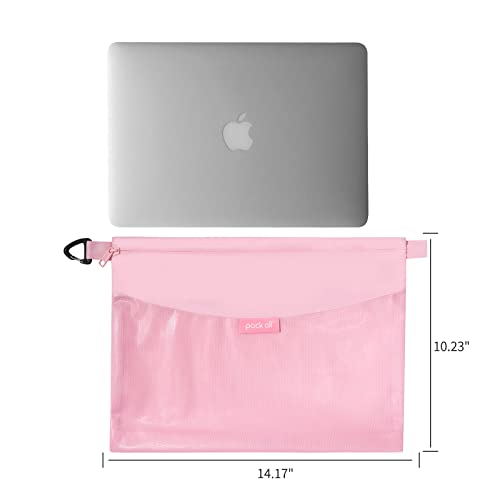 pack all Water-Resistant Zipper Pouch, Mesh Zipper Bag, 14.17"x10.23" - color: Pink, size: Large
