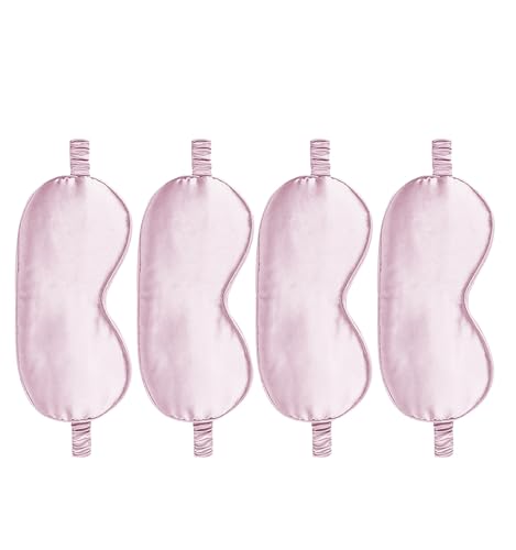 4PACK Sleep Masks Satin Eye Mask Silk Eyes Cover Silky Blindfold Blackout Eyeshade Soft Eyeshades Sleeping Covers Travel Nap - color: Nude Pink