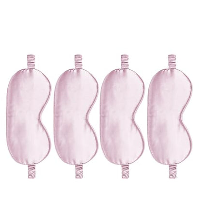 4PACK Sleep Masks Satin Eye Mask Silk Eyes Cover Silky Blindfold Blackout Eyeshade Soft Eyeshades Sleeping Covers Travel Nap - color: Nude Pink