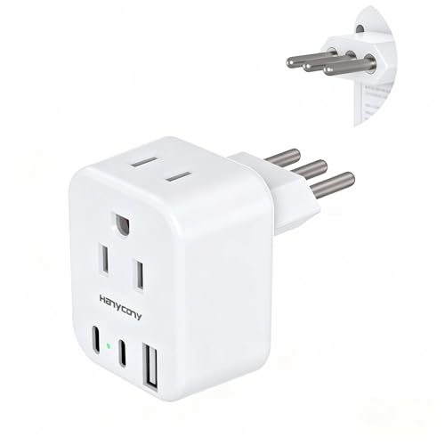 Italy Travel Adapter, US to Italy Power Adapter, Type L Plug Converter Rome - style: Type L - Italy Chile