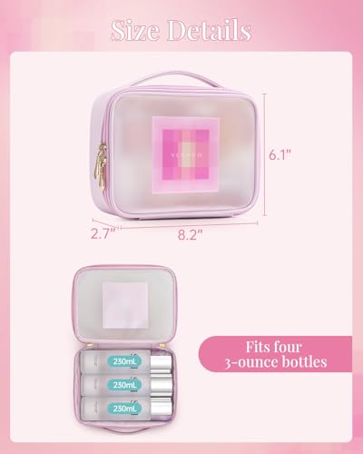 VLANDO Clear Travel Makeup Bag,Toiletry Bag for Women Girl,Pink - color: Large-Clear pink