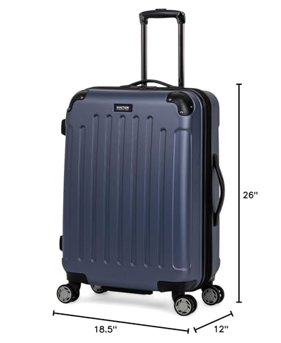 Kenneth Cole REACTION Renegade Luggage Expandable 8-Wheel Spinner Lightweight Hardside Suitcase, Smokey Purple, 24-Inch Checked - color: Smokey Purple, size: 24-Inch Checked
