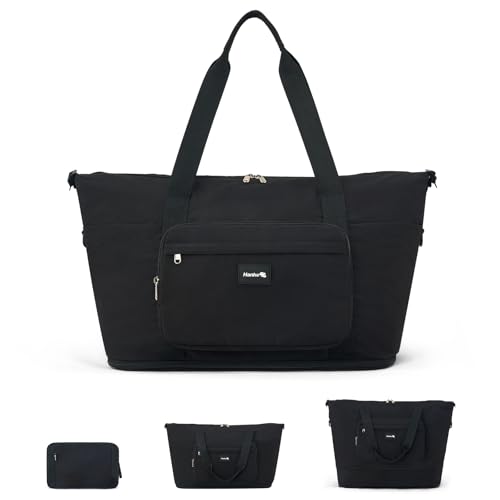 Hanke Underseat 40L Foldable Expandable Travel Tote Bag with 11 Pockets - color: Black