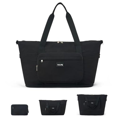 Hanke Underseat 40L Foldable Expandable Travel Tote Bag with 11 Pockets - color: Black