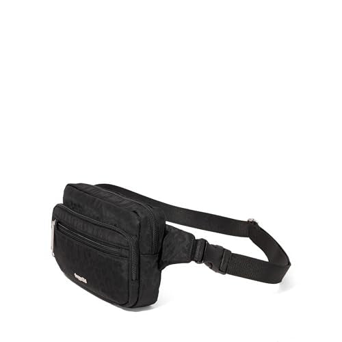 Baggallini Securtex Anti-Theft Belt Bag - color: Black Cheetah Emboss