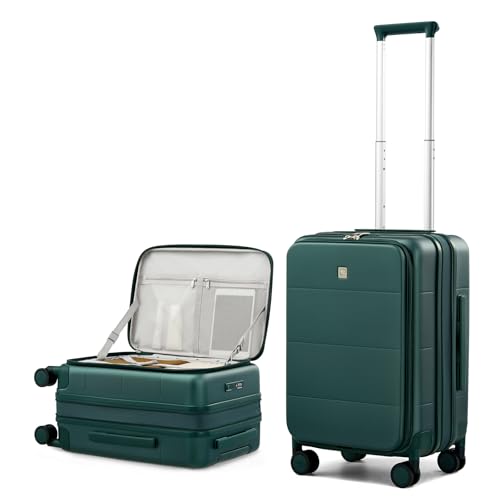 Hanke Hardside Expandable Carry On Luggage, 20 Inch Top Opening Suitcase - color: Blackish Green, size: 20 Inch EXT