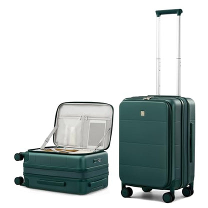 Hanke Hardside Expandable Carry On Luggage, 20 Inch Top Opening Suitcase - color: Blackish Green, size: 20 Inch EXT
