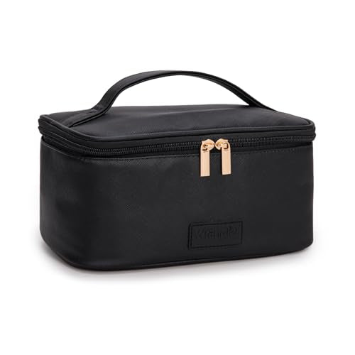 Wrangler Travel Makeup Bag 2pcs Set Cosmetic Bag with Makeup Brush Holder - color: Black
