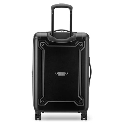 Jeep JH004C Hardside Expandable Luggage with Spinner Wheels, Black, Checked-Medium 24 Inch - color: Black, size: Checked-Medium 24 Inch