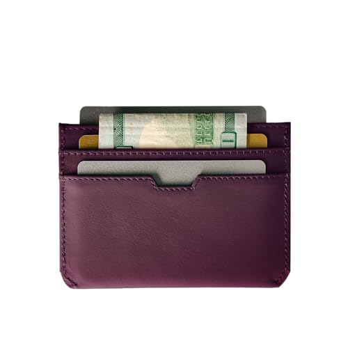 Vaultskin MOORGATE Slim Top-Grain Leather Credit Card Holder, RFID Wallet - color: Blackberry