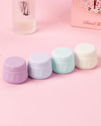 Mrsdry Travel Containers for Toiletries, TSA Approved Travel Size Toiletries 4 Pack, Refillable Containers, With Clear Bag, Leak Proof Silicone Jars, Essentials Creams Jars Carrying Small Items - color: Lavender, size: 1 OZ (30ML)