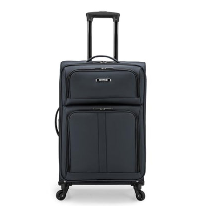 U.S. Traveler Anzio Softside Expandable Spinner Luggage, Dark Grey, Checked-Medium 26-Inch - color: Dark Grey, size: 26-Inch Medium