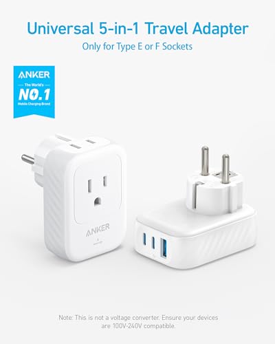 Anker Travel Adapter, European Travel Plug Adapter, US to Europe, 15W