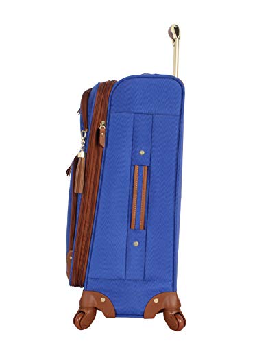 Steve Madden Designer Luggage Collection - Expandable 24 Inch Softside Bag - Durable Mid-sized Lightweight Checked Suitcase with 4-Rolling Spinner Wheels (Global Blue) - color: Blue