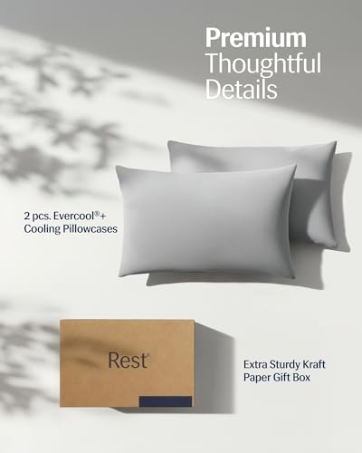 REST® Evercool®+ Cooling Pillowcases for Hot Sleepers, Standard, 2PCS - color: Light Gray, size: Standard (2 pcs)