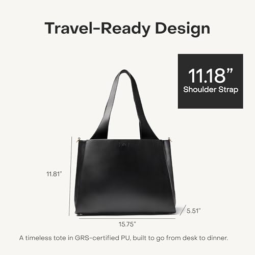 July Juliette Soft Work Tote Bag, Laptop Sleeve, 18L, Black - color: Black