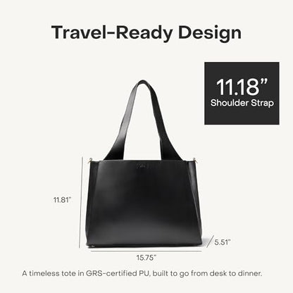 July Juliette Soft Work Tote Bag, Laptop Sleeve, 18L, Black - color: Black