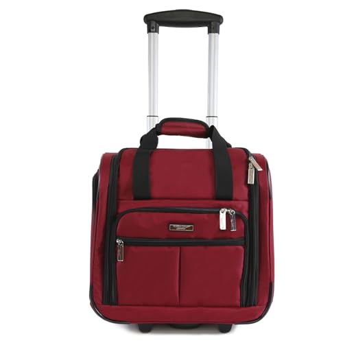 Pacific Coast Signature Underseat 15.5" Rolling Tote Carry-on - color: CRIMSON