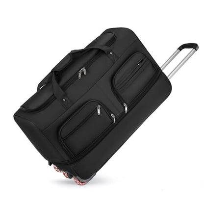 Expandable Rolling Duffle Bag with Wheels, 28" Foldable Carry On Luggage Suitcases, Water-Resistant Travel Duffle Bag Carry On Suitcase Weekend Bag for Women Men Black - color: Black, size: 28in