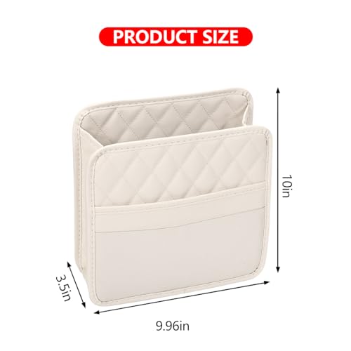 Mandark PU Leather Car Seat Back Organizer, Beige - color: Beige
