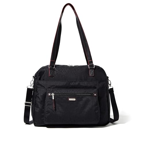 Baggallini Overnight Expandable Laptop Tote with RFID Phone Wristlet - color: Black Cheetah Emboss