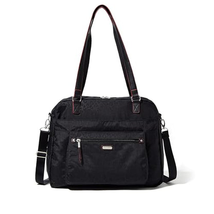 Baggallini Overnight Expandable Laptop Tote with RFID Phone Wristlet - color: Black Cheetah Emboss