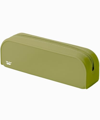 Mr. Pen- Silicone Pencil Case, Aesthetic Pencil Bag for Women, Makeup Pouch - color: Olive Green