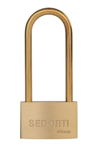 SEDORTI Weather Proof Lock, Solid Brass Padlock with Brass Long Shackle, 1-1/2" Wide, Light Duty Small Marine Grade Padlock - color: 1 Pack