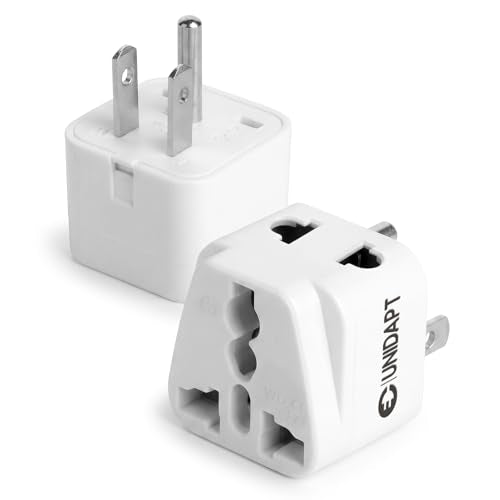 Unidapt India to US Plug Adapter, UK to USA Travel Plug Adapter, 2-Pack - size: Pack of 2