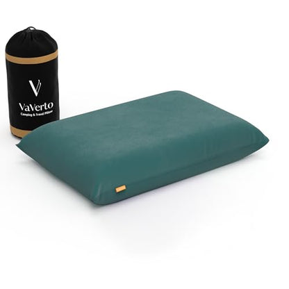 Vaverto Camping Pillow - Backpacking Memory Foam Travel Pillow - Green - color: Green