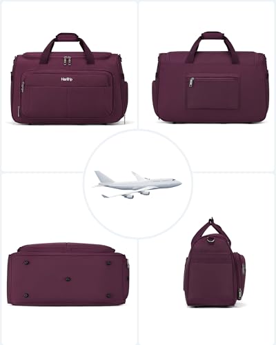HanTrip 21 Inch Carry On Duffel Bag Foldable Overnight Tote Bags, Purple - color: Purple, size: Carry-on 21.5-Inch