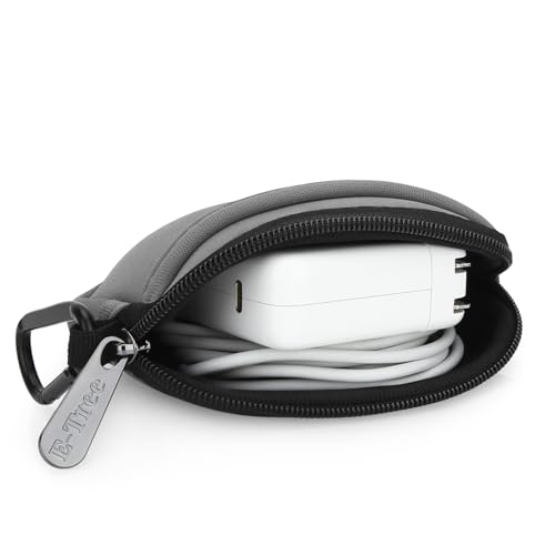 E-Tree Small Soft Neoprene Zipper Pouch with Carabiner Clip,Tech Bag Grey - color: Grey