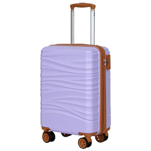 Romswi Expandable 22x14x9 Airline Approved 21" Carry On Luggage,Hardshell Suitcase with Double Spinner Wheels for 20% More Space, Lightweight Hardside Luggage, Scratch-Resistant & YKK Zipper,Purple