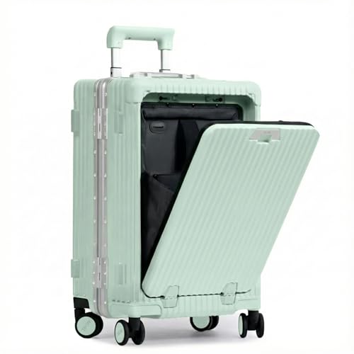 Nobl Travel Carry on Luggage, Zipperless Aluminum Frame, TSA Locks | PC Hard Shell Suitcase, Airline Approved, 360 Degree Spinner Wheels, USB Charging Port, Cup & Phone Holder, 22.5x15x9.5, Mint - color: Mint